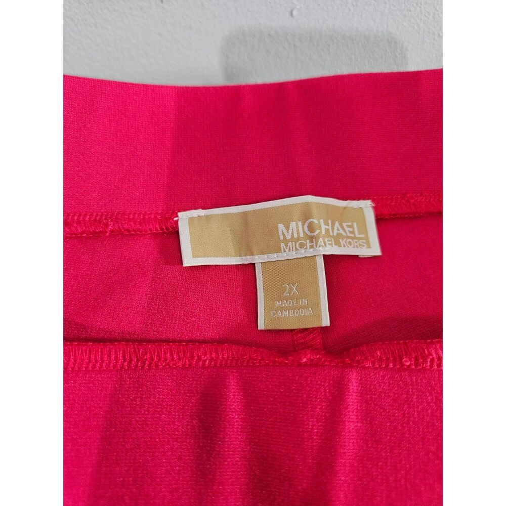 Michael Kors Deep Pink Front Seam Ankle Slit Pull On Pants NWT 2X Plus Size - Picture 5 of 12